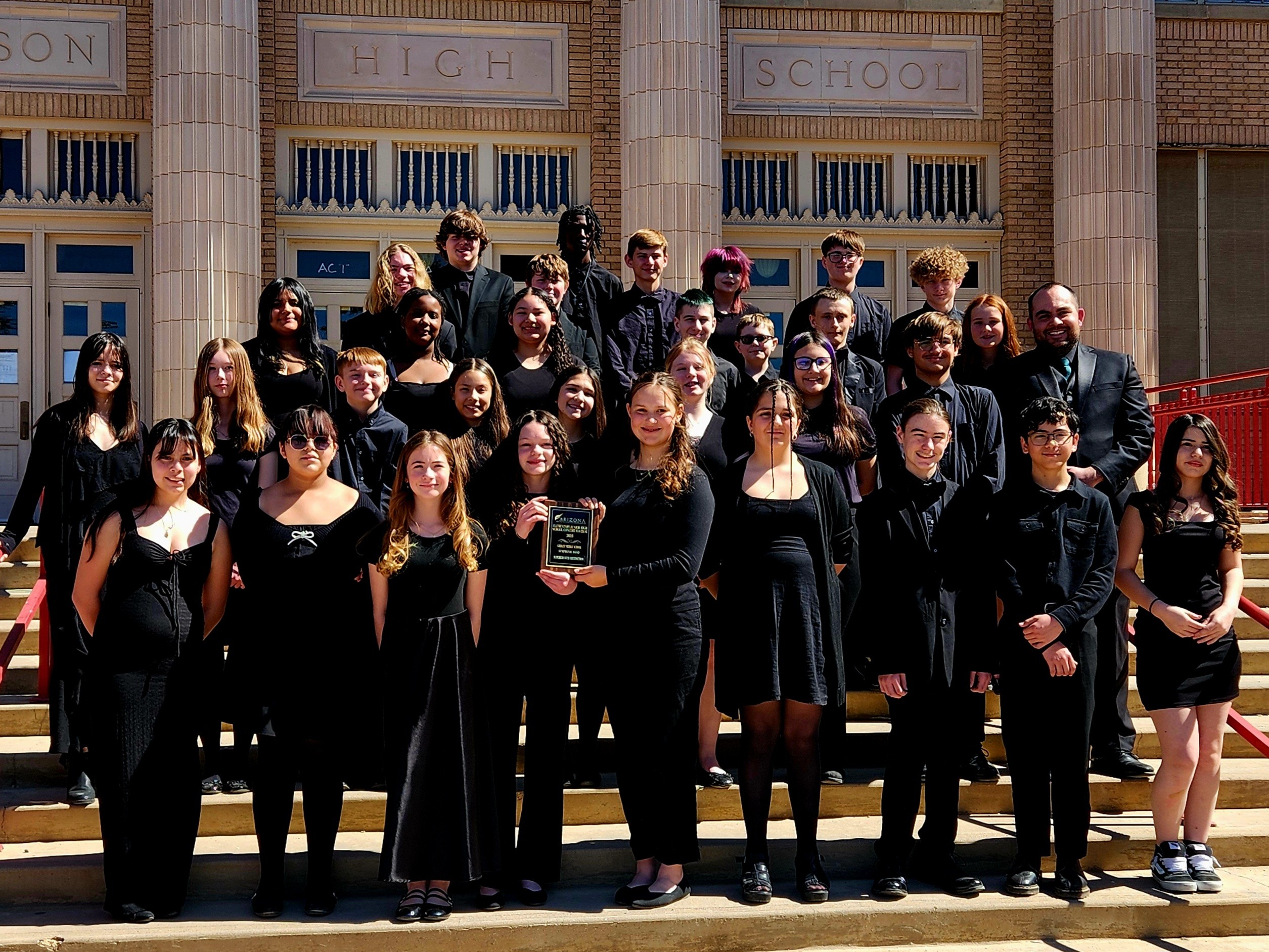 The Gridley symphonic band poses with their award from ABODA