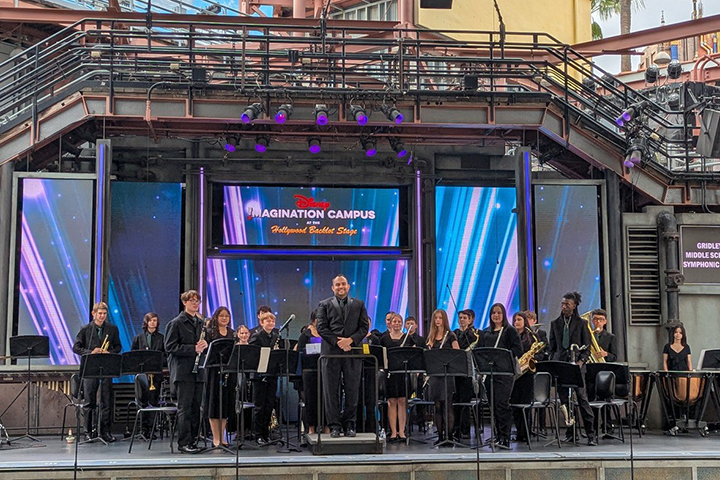 Gridley band on stage