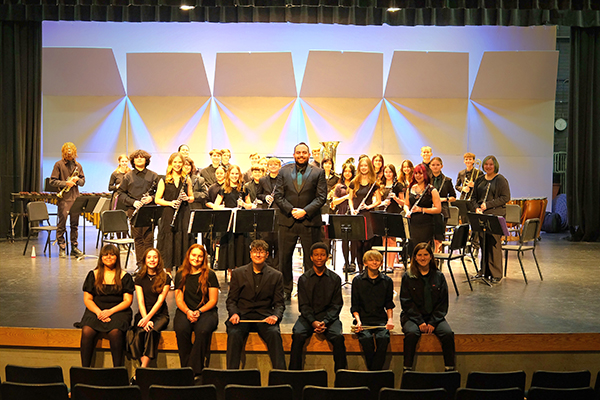 Gridley band on stage after their performance